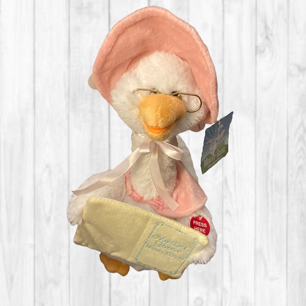CUDDLE BARN White/Pink MOTHER GOOSE Nursery Rhyme PLUSH ANIMATED (NWT)